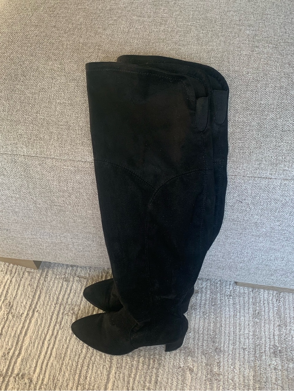 Marc Fisher | Women's Black Suede Lottie Pointy Toe Over The Knee Dress Boots